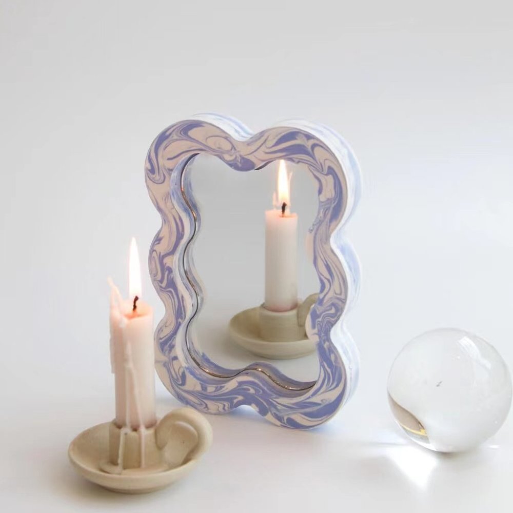 Irregular Wavy Table Marble Mirror
